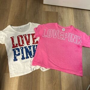 PINK VS vintage 4th of July tee and pink Love Pink oversized tees size medium